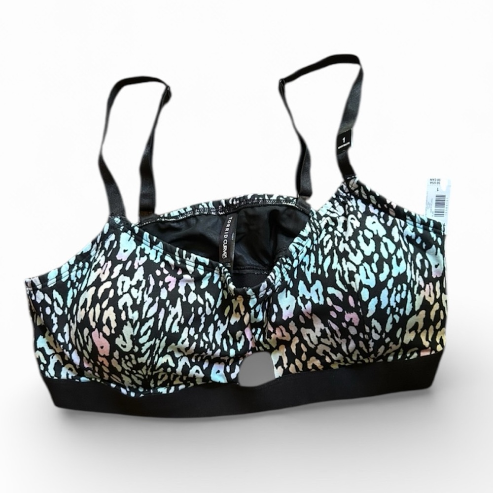 Torrid Lightly Lined Cotton Keyhole Bralette Sweeping Leopard Size 1 NWT